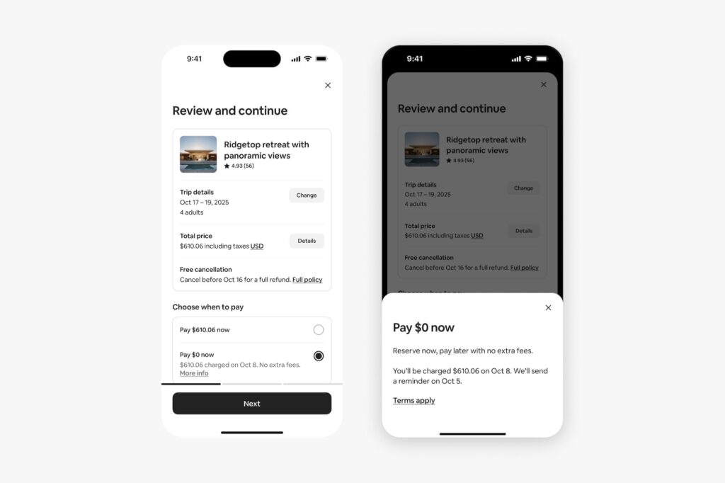Airbnb Offering 'Reserve Now, Pay Later' Payment Plan